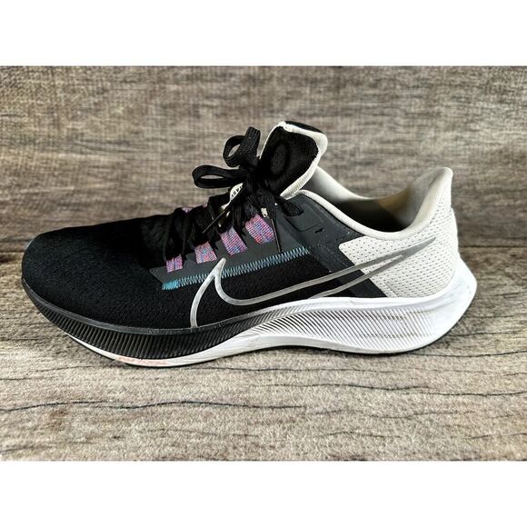 Nike Air Zoom Pegasus 38 Black Metallic Silver Sneakers Shoes Size 10.5 - Picture 8 of 10